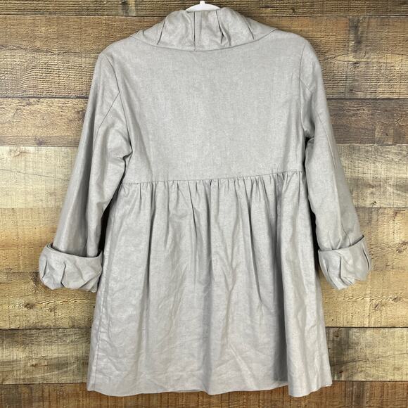 Kensie Silver Cropped Sleeve Linen Dress Coat Peplum Jacket Size 6 - Picture 9 of 11